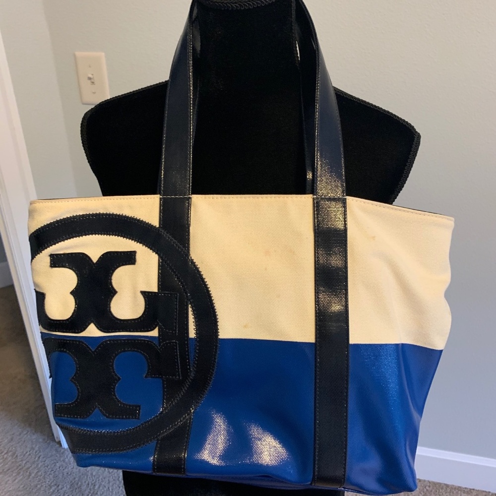 TORY BURCH BEACH DIPPED CANVAS TOTE